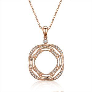 Real Diamond Cushion Style Fancy Pendant Rose Gold